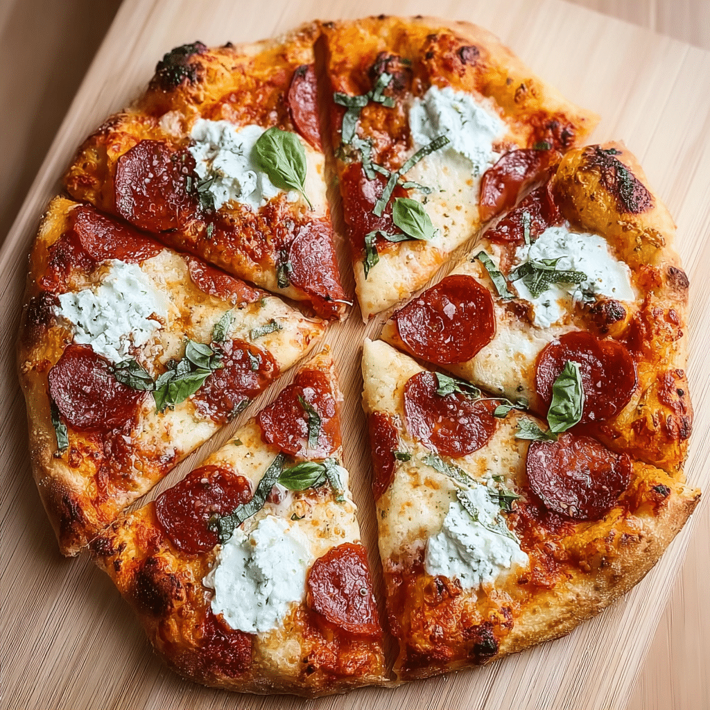 Hot Honey Pepperoni Ricotta Pizza : Sweet and Spicy Recipe - Recipe Image