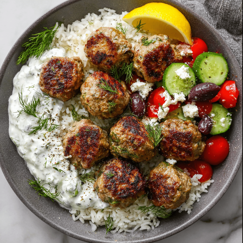 Greek Turkey Meatballs with Tzatziki Sauce Recipe - Recipe Image