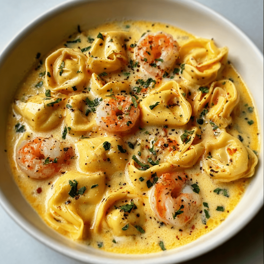 Shrimp Tortellini with Lemon Garlic Cream Sauce Recipe - Recipe Image