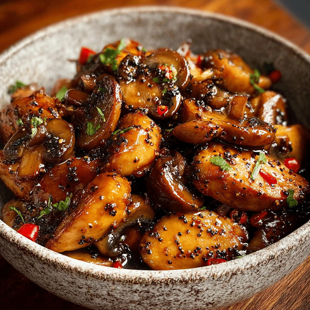 Black Pepper Chicken with Mushrooms Recipe - Recipe Image