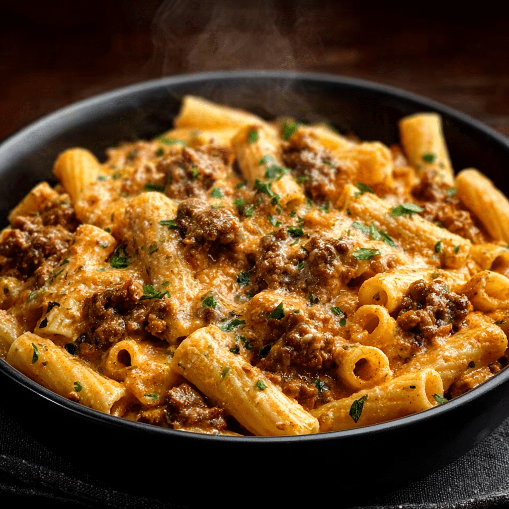 High Protein Creamy Beef Pasta Recipe - Recipe Image