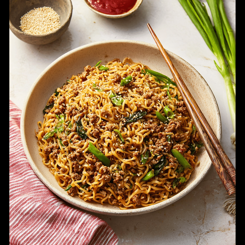 Ground Chicken Sweet Chili Noodles Recipe - Recipe Image