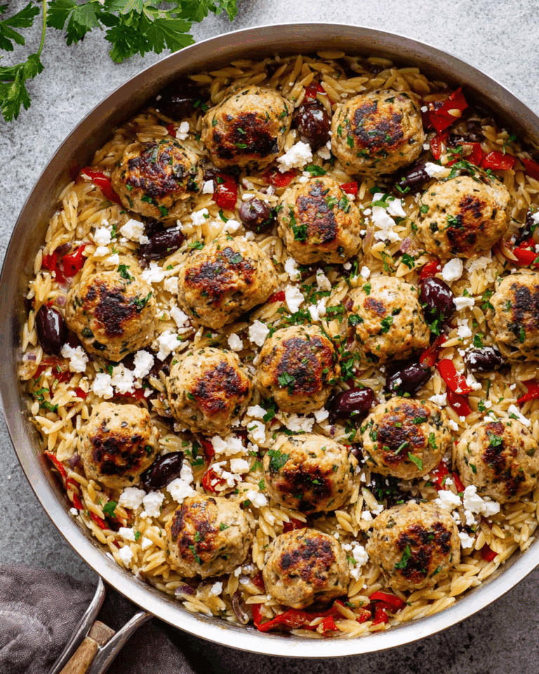 Greek Meatballs and Orzo Skillet Recipe