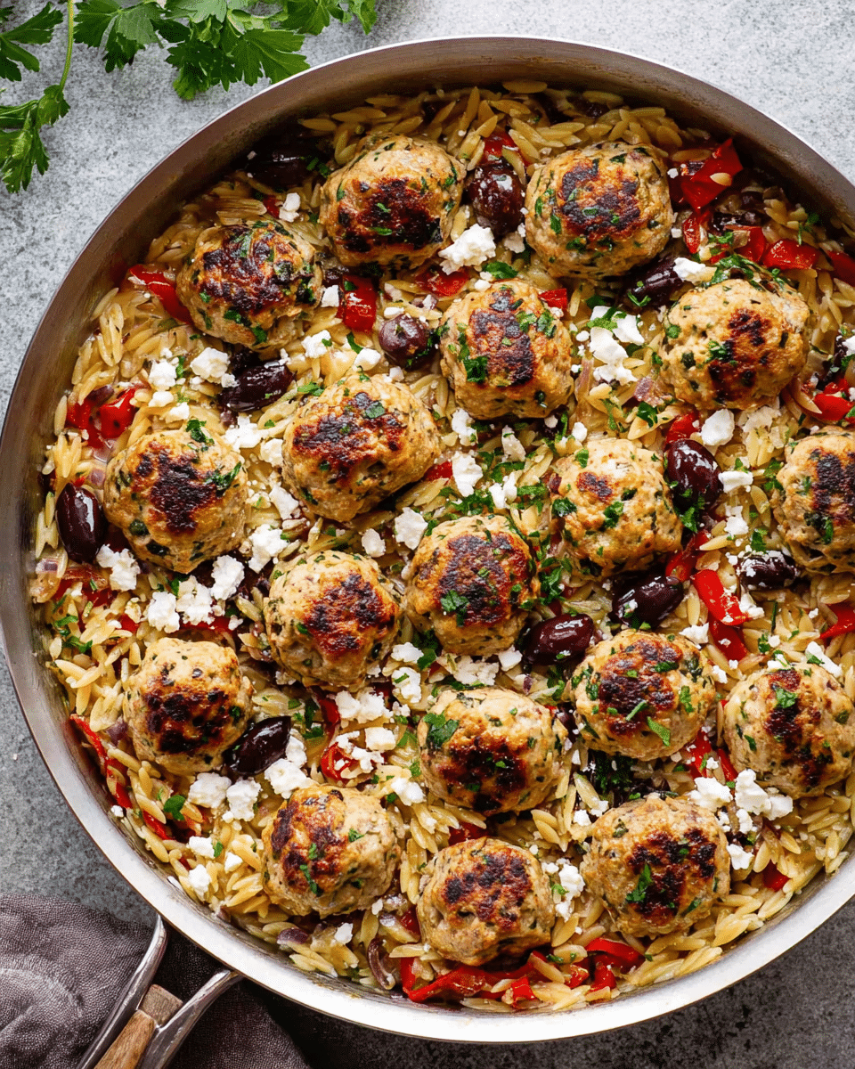 Greek Meatballs and Orzo Skillet Recipe
