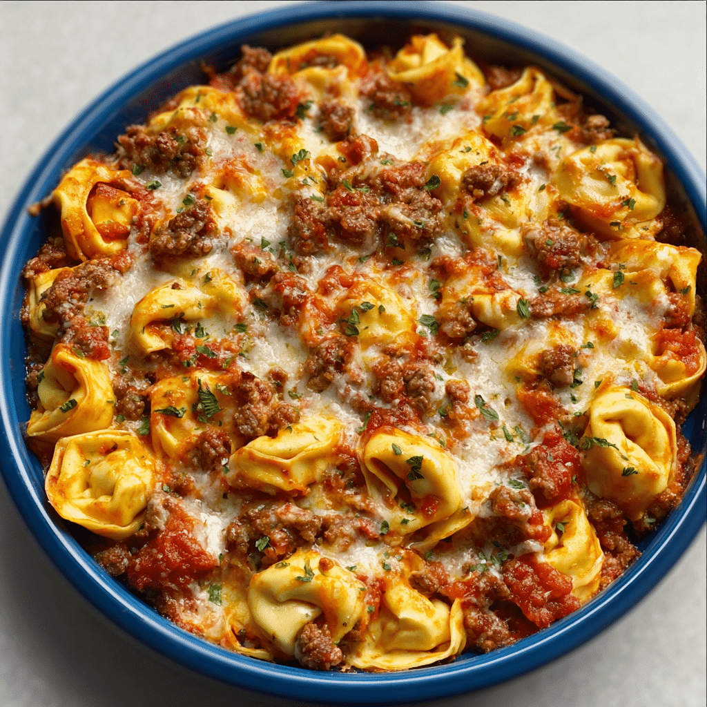 One-Pot Cheesy Enchilada Tortellini with Beef Ingredients: Recipe - Recipe Image