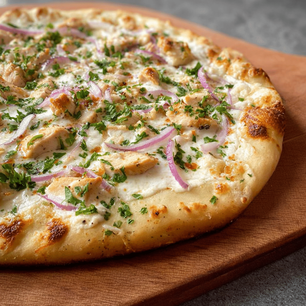 Roasted Garlic White Chicken Pizza Recipe - Recipe Image