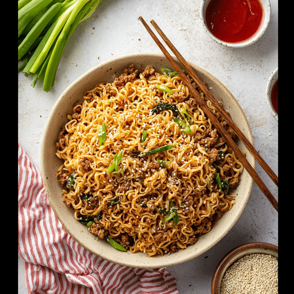 Ground Chicken Sweet Chili Noodles Recipe