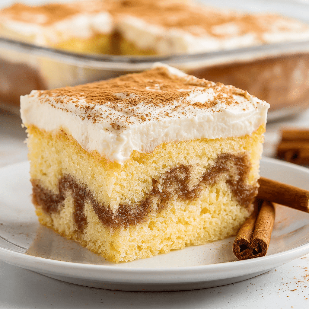 Cinnamon Roll Poke Cake Recipe - Recipe Image
