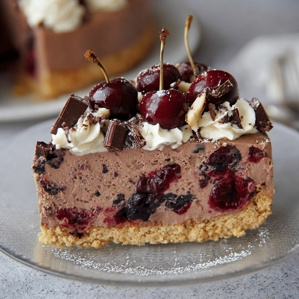 No Bake Black Forest Cheesecake Recipe - Recipe Image