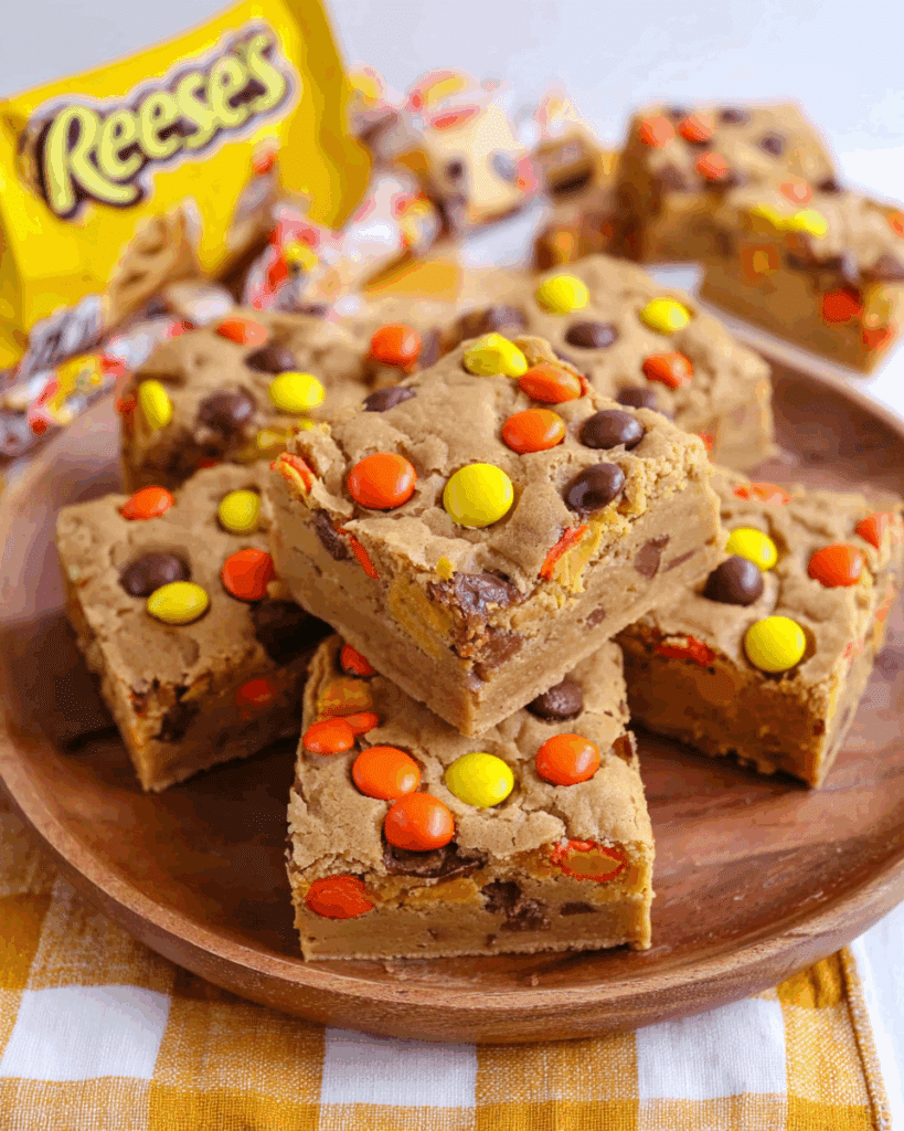 Chewy REESE'S PIECES Peanut Butter Brownies Recipe