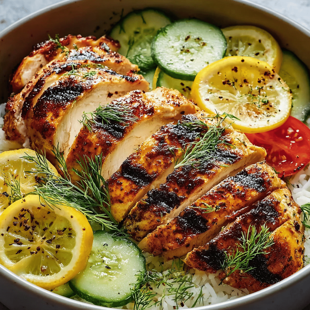 MEDITERRANEAN LEMON DILL CHICKEN BOWLS Recipe - Recipe Image