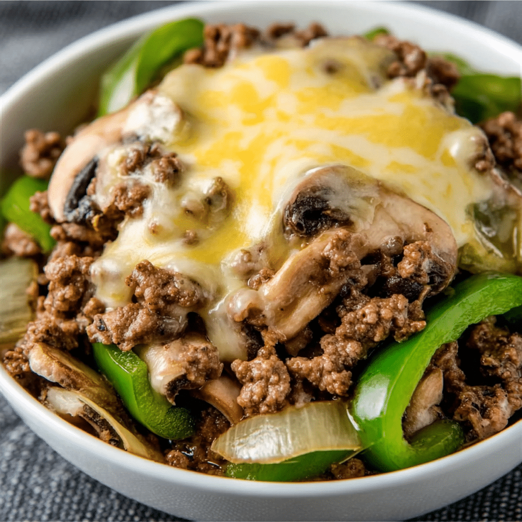 PHILLY CHEESESTEAK BOWLS – EASY LOW-CARB DINNER IDEA Recipe - Recipe Image