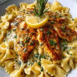 Bowtie Pasta with Creamy Lemon Garlic Chicken & Parmesan Recipe