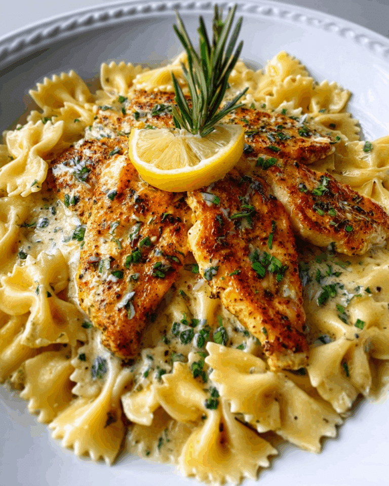 Bowtie Pasta with Creamy Lemon Garlic Chicken & Parmesan Recipe
