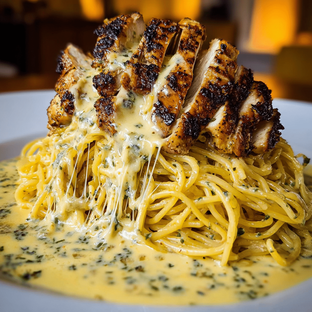 Creamy Cajun Chicken Spaghetti with Garlic Mozzarella Sauce Recipe - Recipe Image