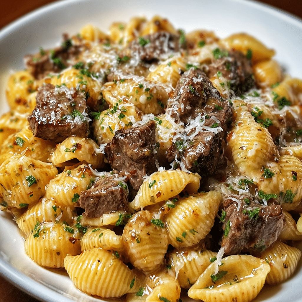 Creamy Paprika Steak Shells Recipe - Recipe Image