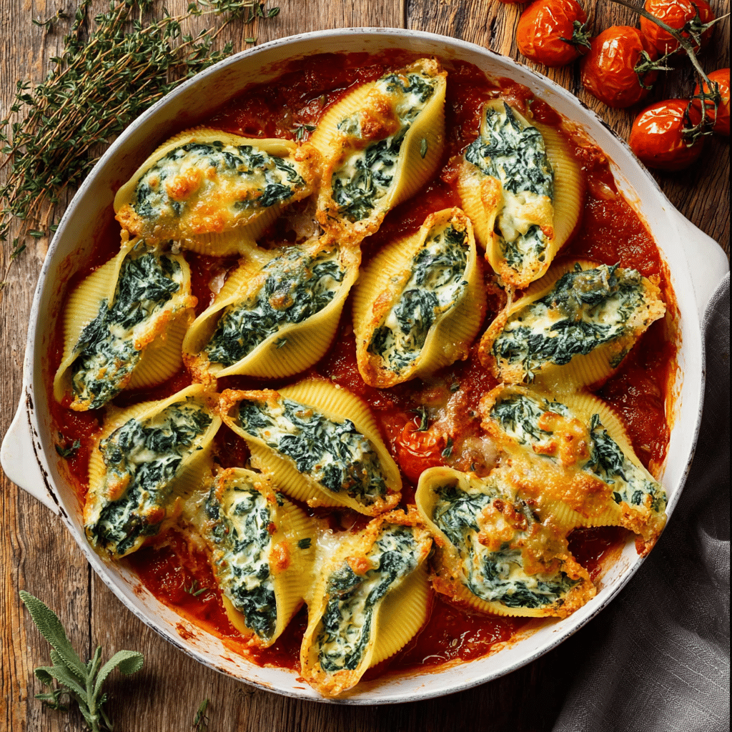 Spinach and Ricotta Stuffed Shells Recipe - Recipe Image
