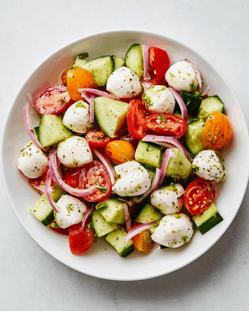 Fresh Cucumber Caprese Salad Recipe