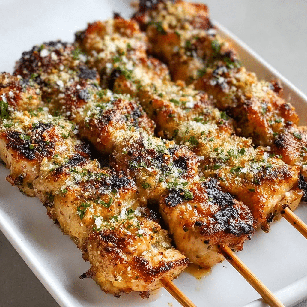 Grilled Ranch Garlic Parmesan Chicken Skewers Recipe - Recipe Image