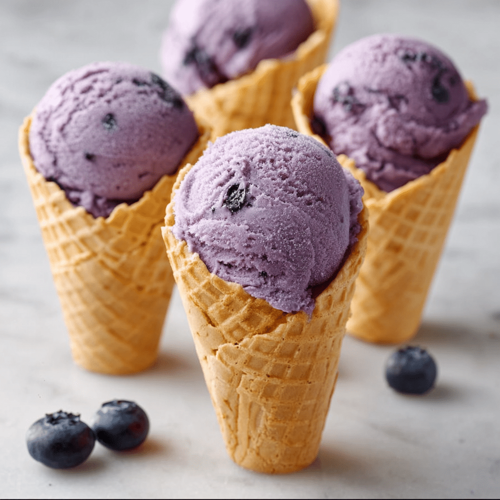 Easy Homemade No Churn Blueberry Ice Cream Recipe - Recipe Image
