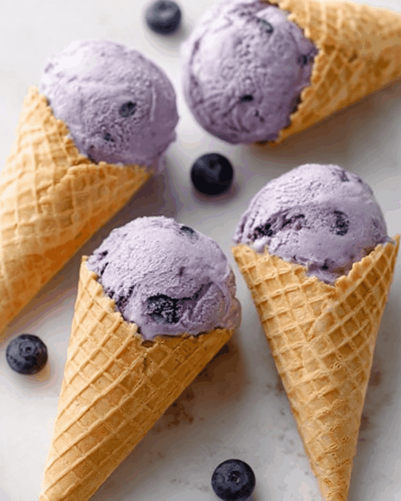 Easy Homemade No Churn Blueberry Ice Cream Recipe