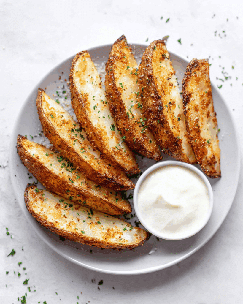 Baked Garlic Parmesan Potato Wedges Recipe