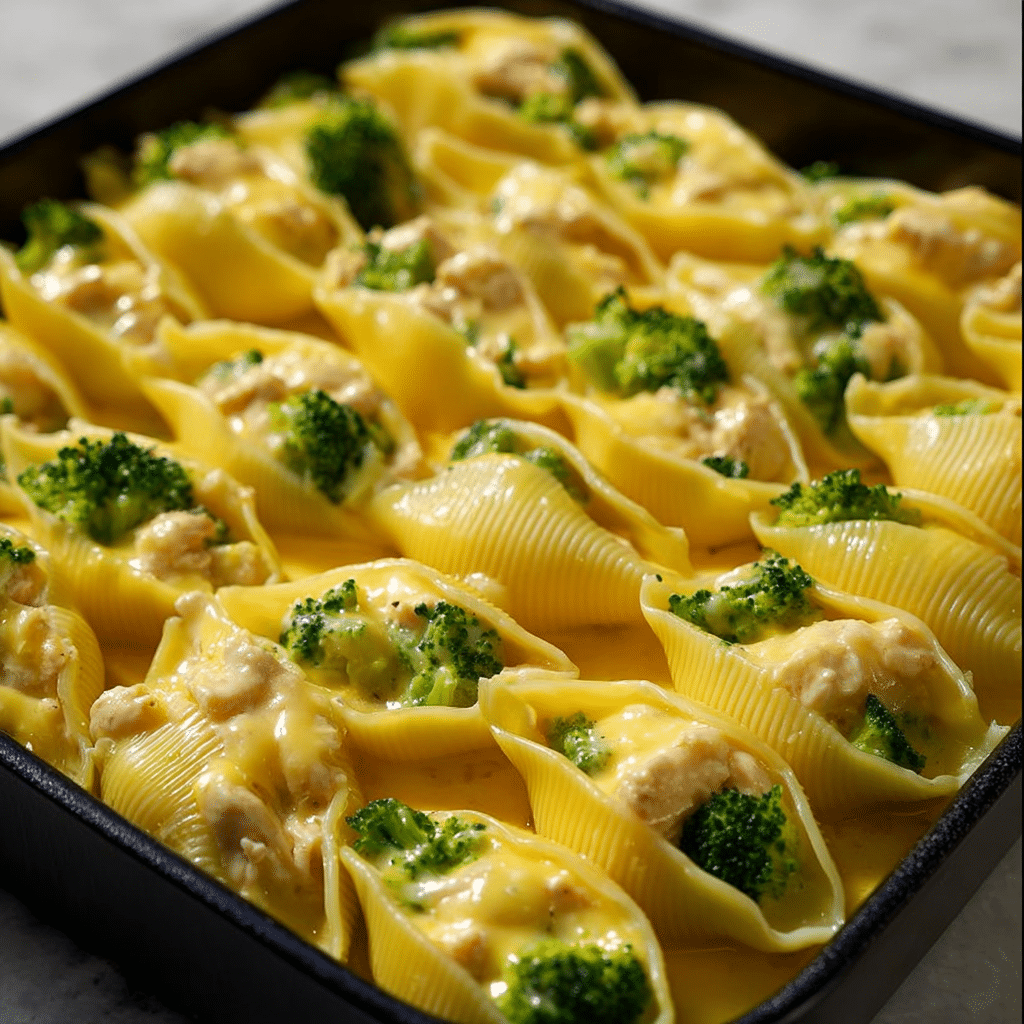 Cheesy Chicken & Broccoli Stuffed Shells Recipe - Recipe Image