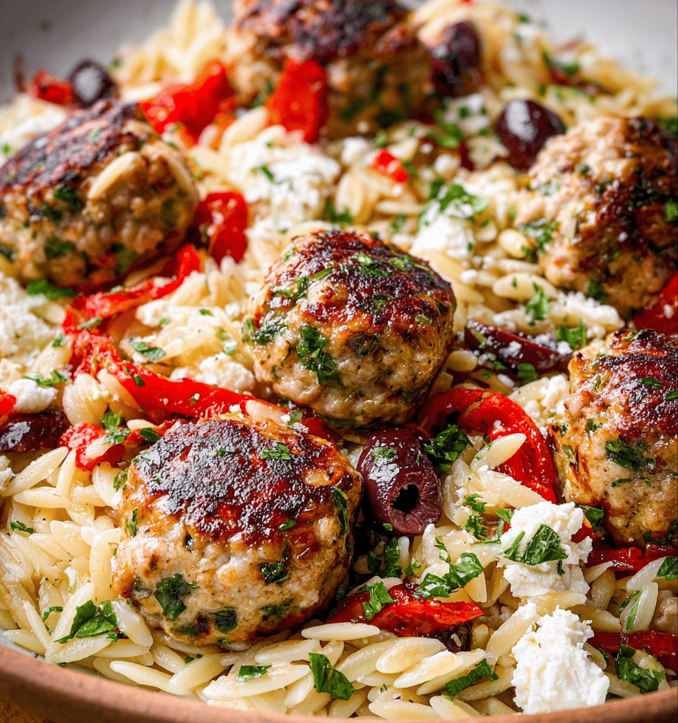Greek Meatballs and Orzo Skillet Recipe