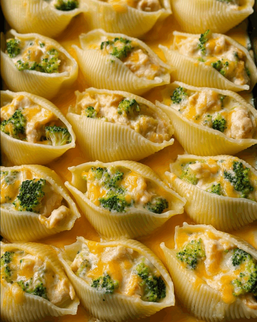 Cheesy Chicken & Broccoli Stuffed Shells Recipe
