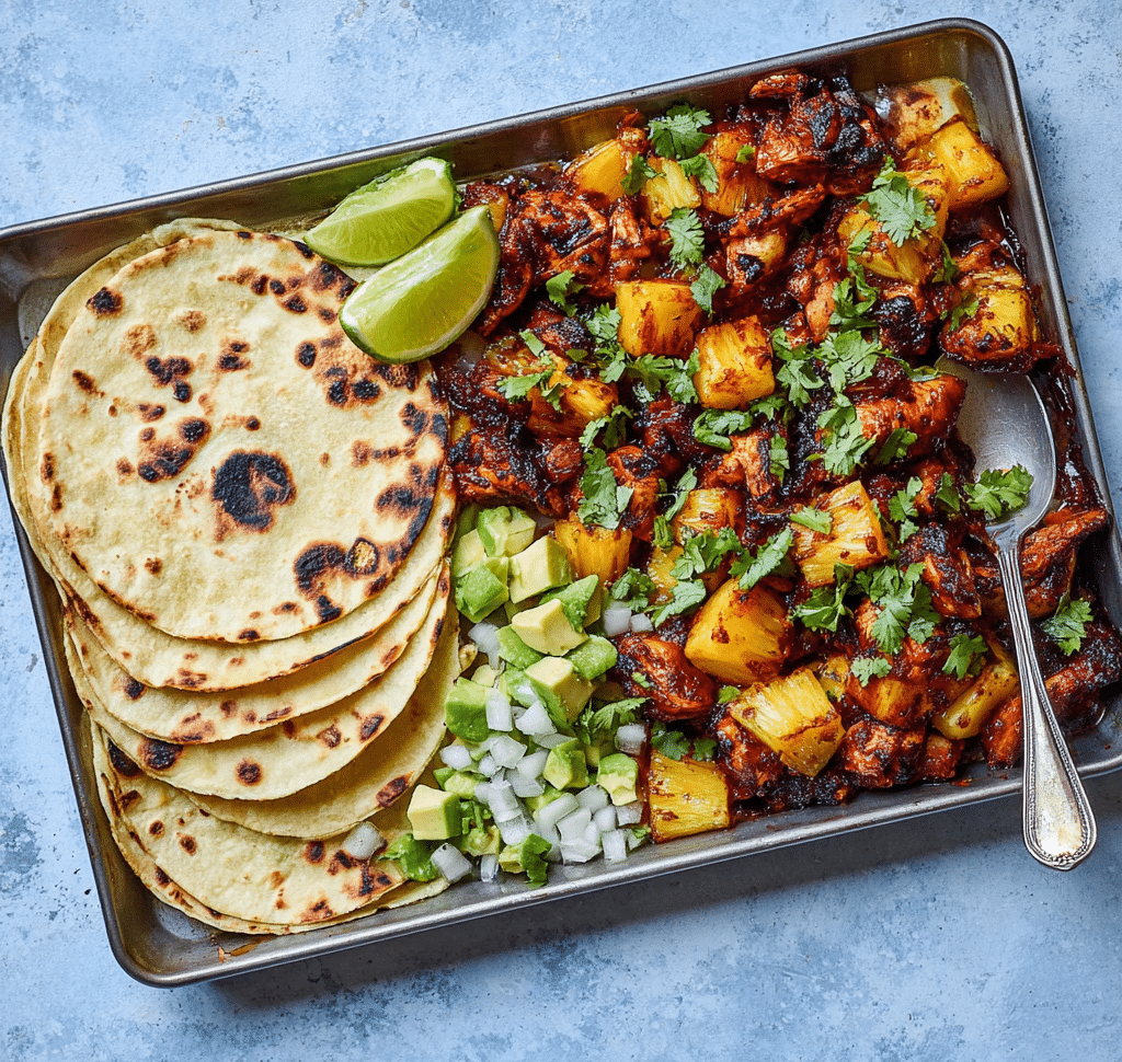 One Pan Chicken & Pineapple Tacos Recipe
