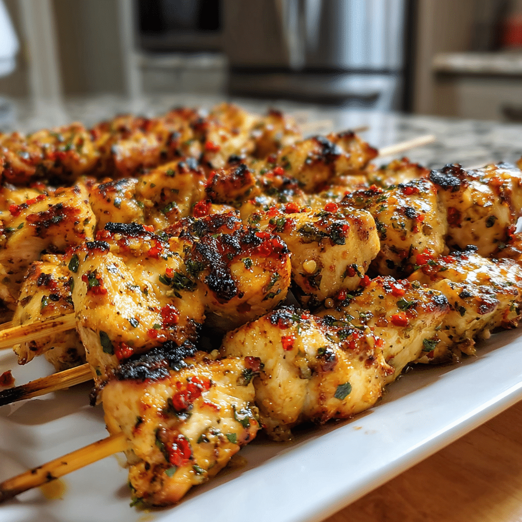 Grilled Ranch Garlic Parmesan Chicken Skewers Recipe - Recipe Image