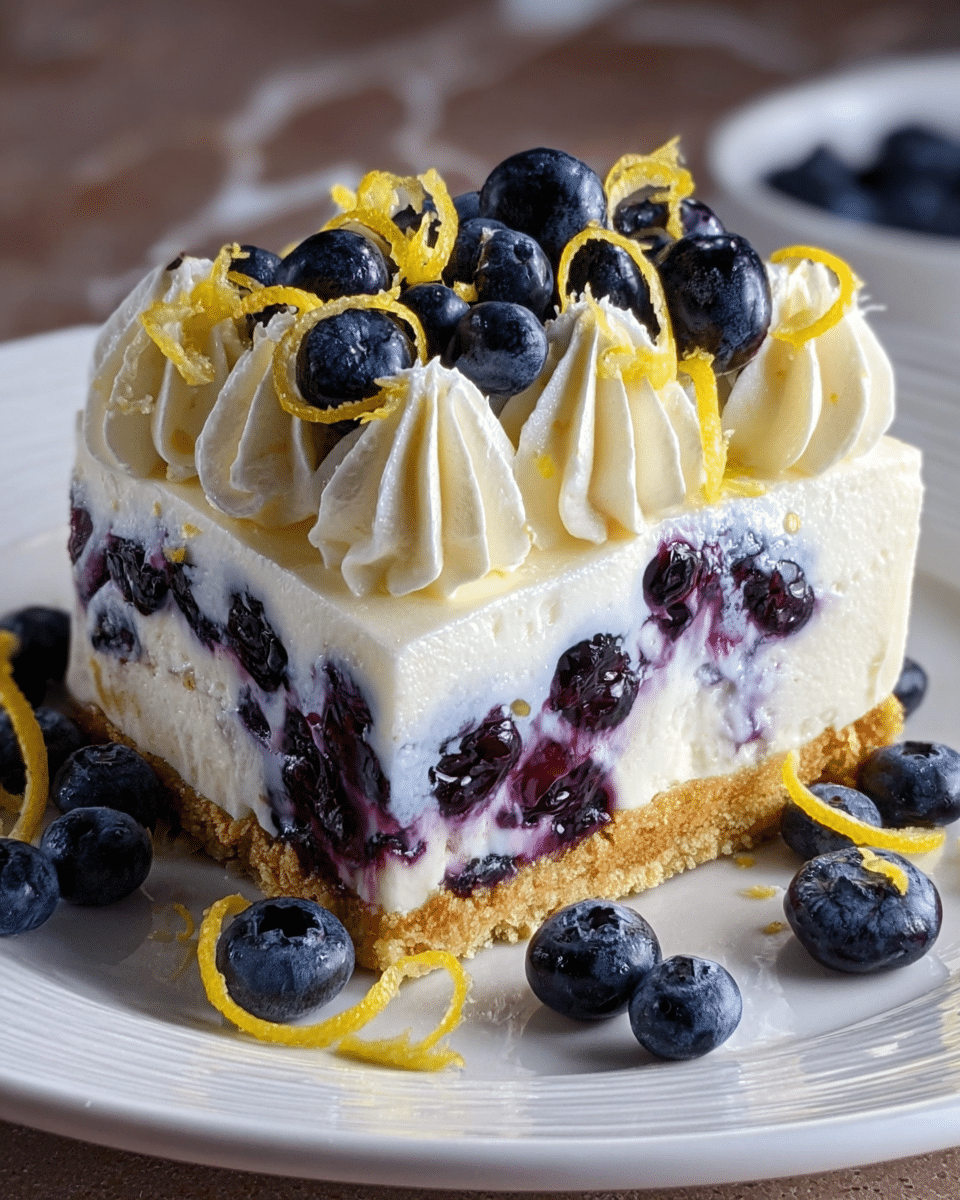 No-Bake Lemon dazzling Blueberry cream Cake Recipe