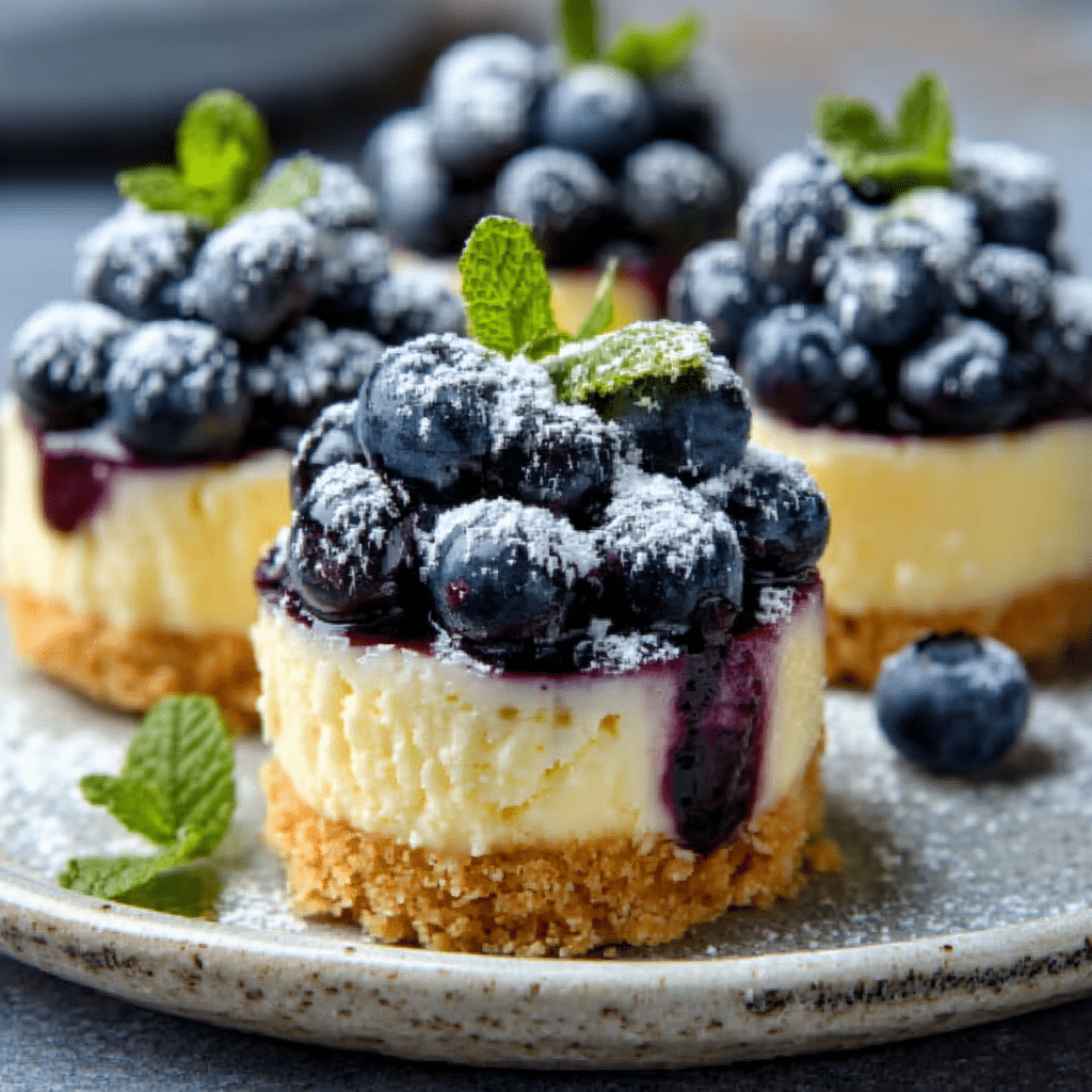 Lemon Blueberry Mini Cheesecakes Recipe - Recipe Image