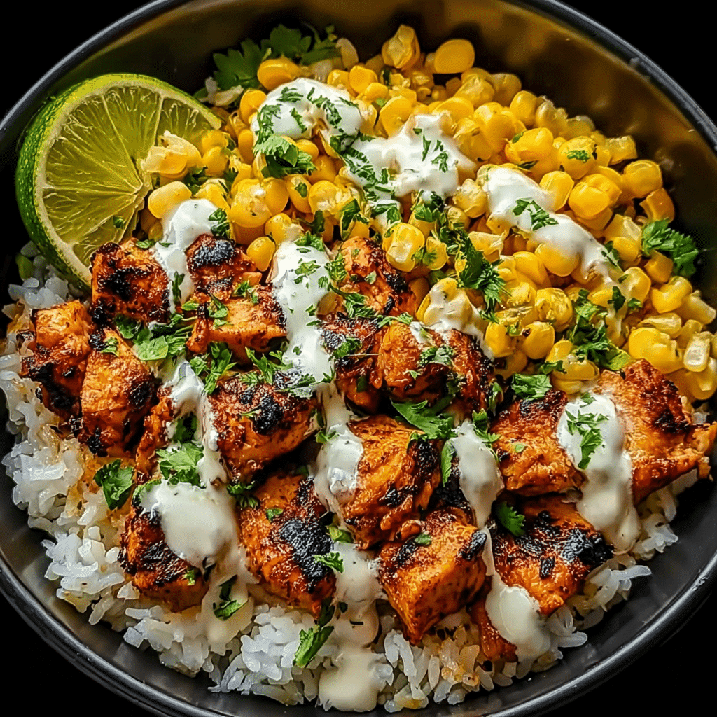 The Best Street Corn Chicken Rice Bowl Recipe - Recipe Image