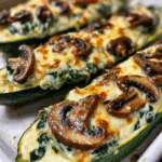 Spinach, Mushroom, and Ricotta Stuffed Zucchini Boats Recipe