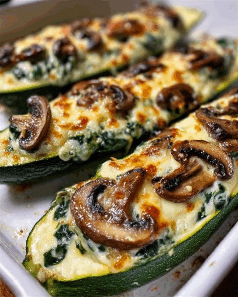 Spinach, Mushroom, and Ricotta Stuffed Zucchini Boats Recipe