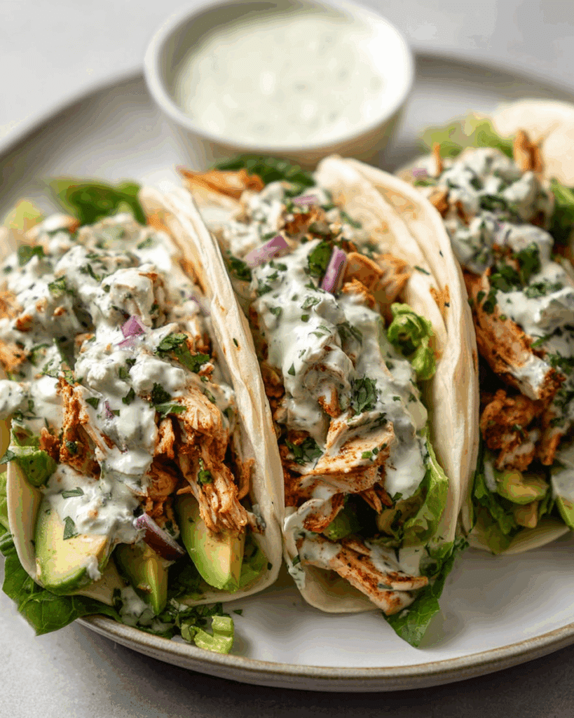 Shredded Chicken Tacos with Creamy Chimichurri Sauce Recipe