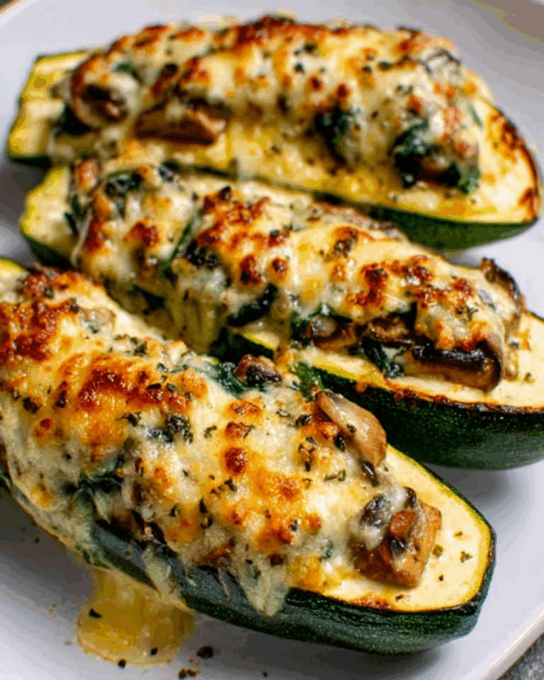 Spinach, Mushroom, and Ricotta Stuffed Zucchini Recipe