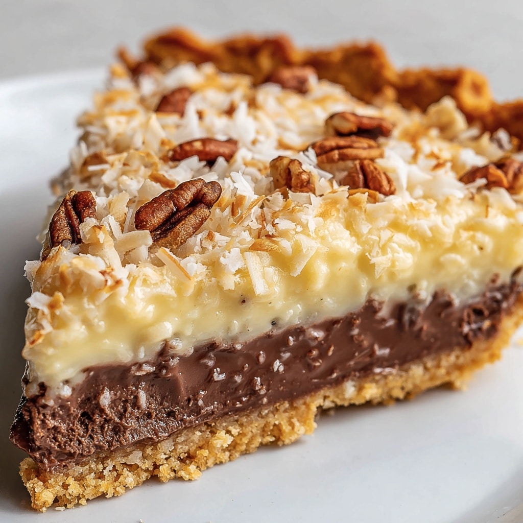 no-bake german chocolate pie with coconut pecan topping Recipe - Recipe Image