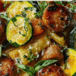 Chicken Sausages with Zucchini, Tomatoes, and Pasta Recipe