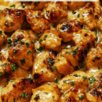 Garlic Butter Chicken Bites Using creamy Parmesan Pasta Recipe