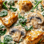 creamy chicken mushroom spinach skillet Recipe