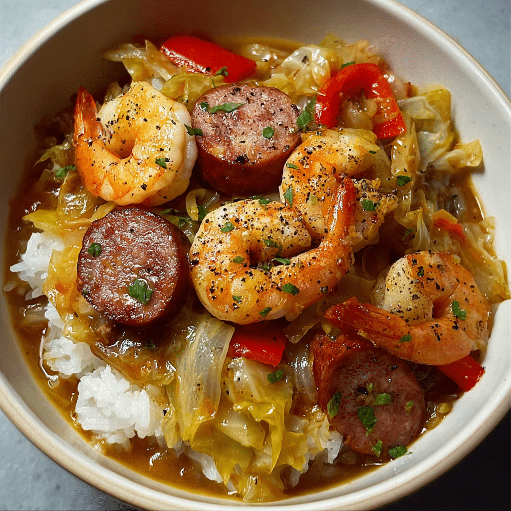 creamy cajun shrimp with sausage recipe - Recipe Image