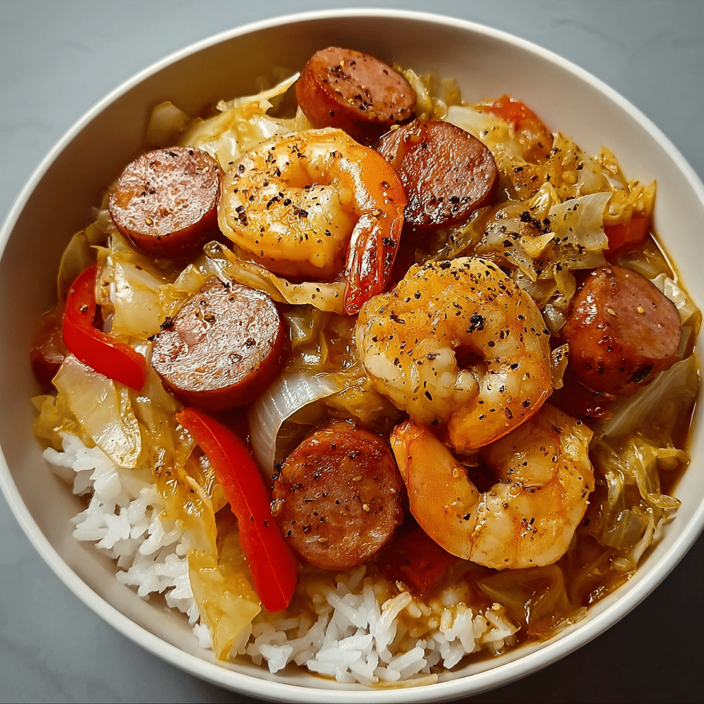 creamy cajun shrimp with sausage recipe - Recipe Image