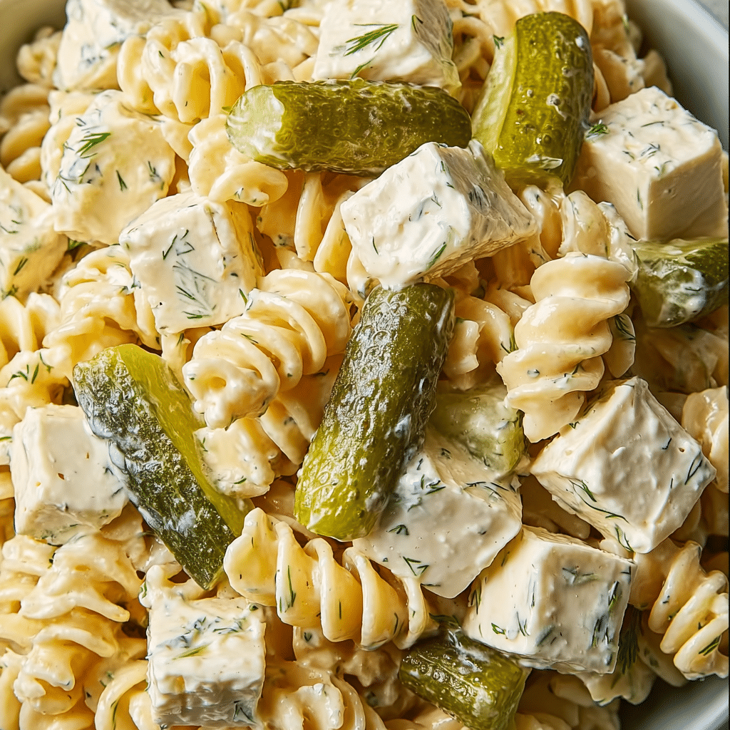 The BEST Dill Pickle Pasta Salad Recipe - Recipe Image