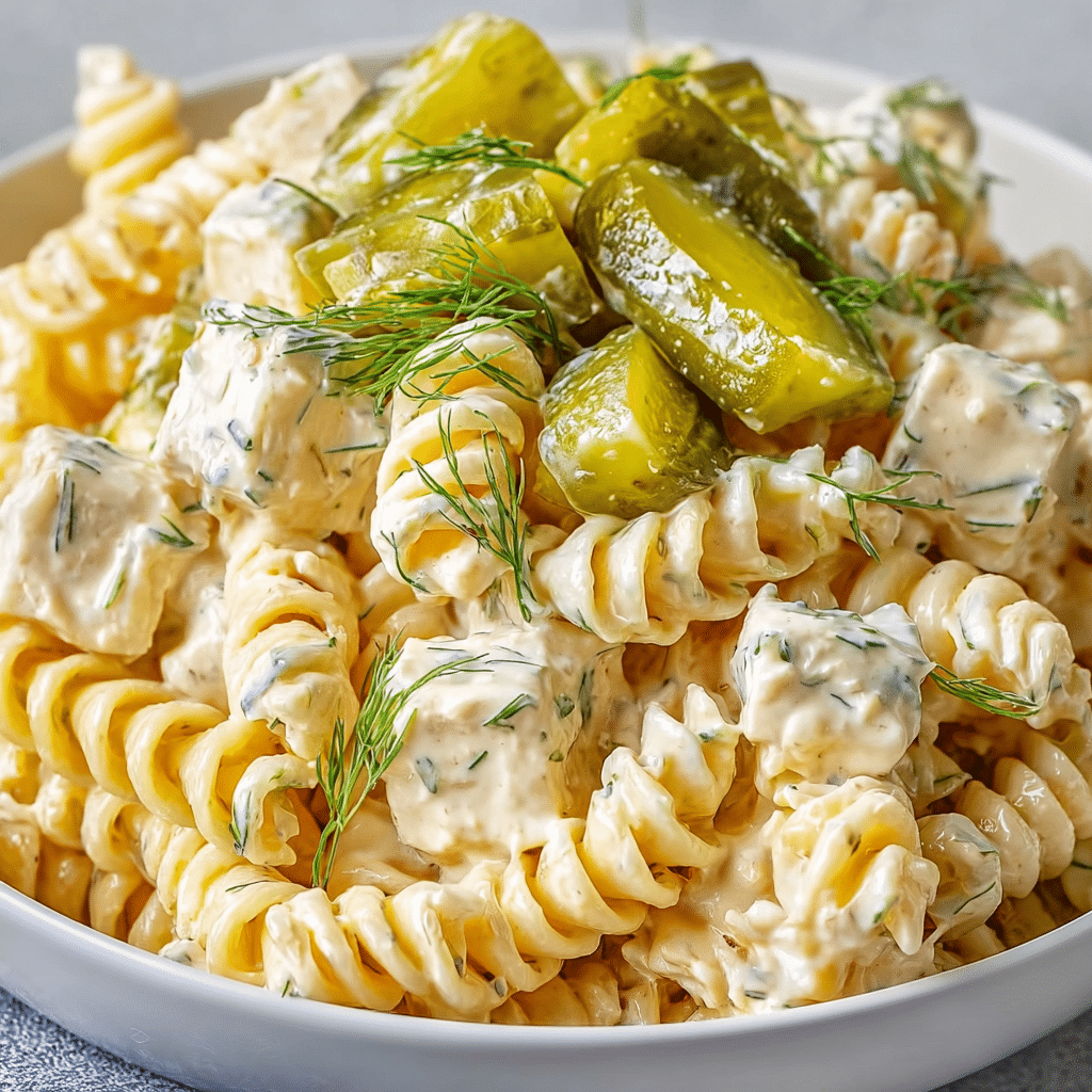 The BEST Dill Pickle Pasta Salad Recipe - Recipe Image