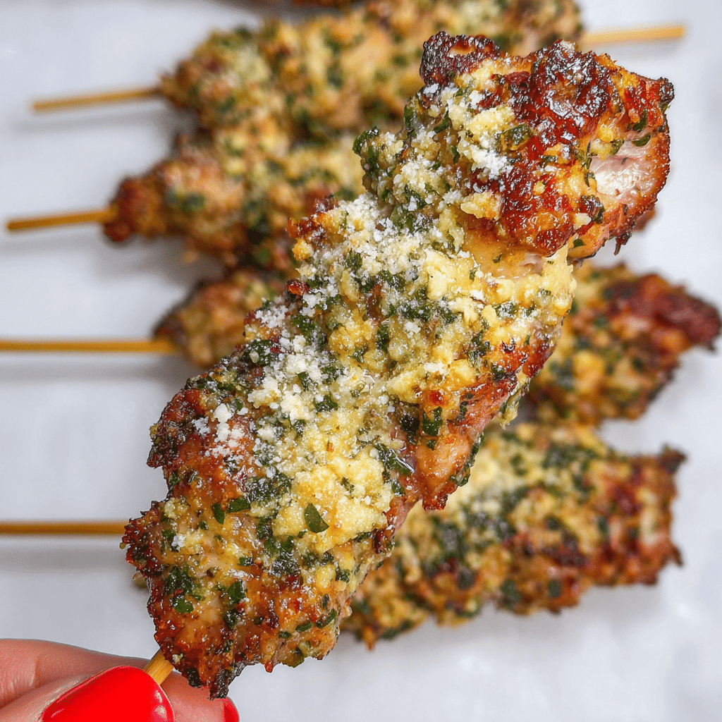Garlic Parmesan Chicken Skewers Recipe - Recipe Image
