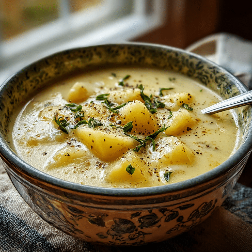 Cheddar Garlic Herb Potato Soup Recipe - Recipe Image