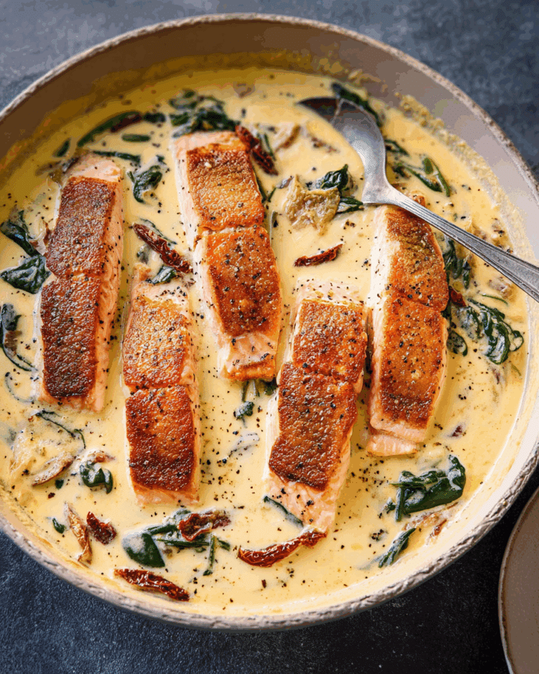 Tuscan Salmon with Parmesan Cream Sauce Recipe