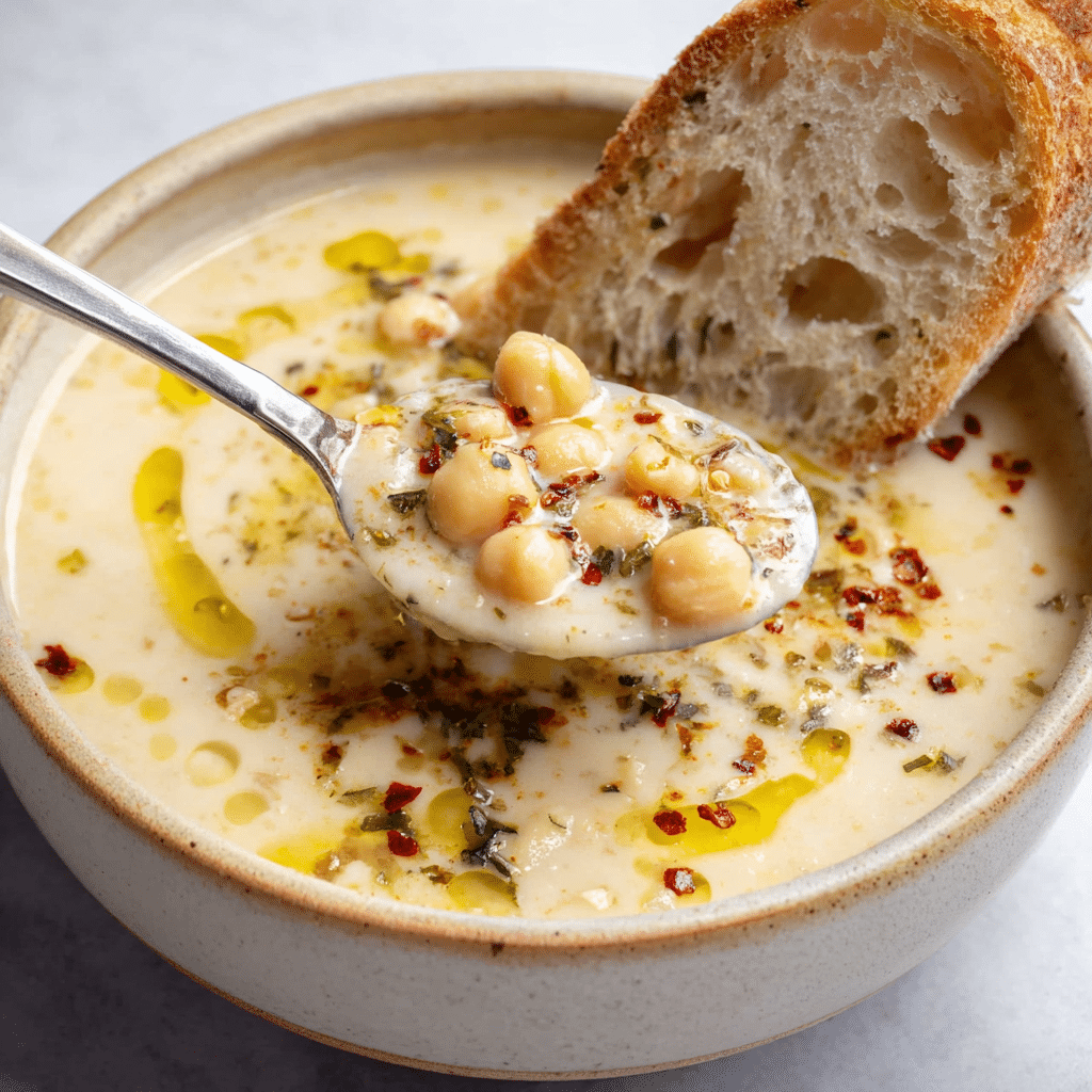 Vegan Garlic Chickpea Soup Recipe - Recipe Image